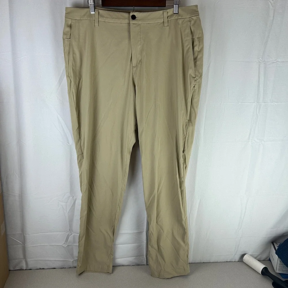 Lululemon ABC Pants 38x32 Mens Khaki Slim Fit Technical Performance Golf Casual